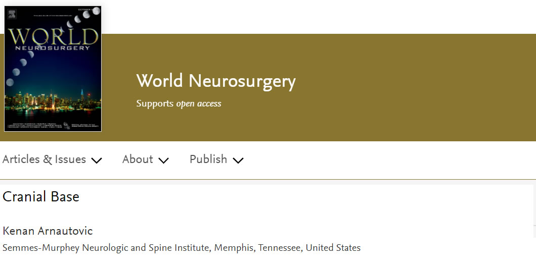 Dr Kenan Arnautovic has been appointed as a Section Editor, Cranial Base, World Neurosurgery